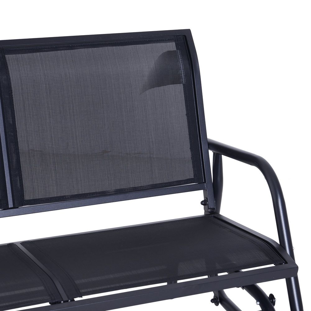 Outsunny 2-Person Outdoor Glider Bench Patio 2 Seater Swing Gliding Chair Loveseat w/Power Coated Steel Frame for Backyard Garden Porch, Black