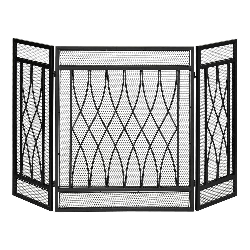 Premium 3-Panel Fireplace Screen: Metal Mesh Safety Guard - Protects against fire sparks - Stylish & High-Quality. Buy Now!