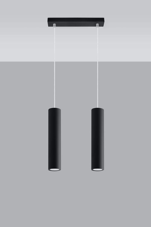 Pendant lamp LAGOS 2 Black Round Tube Shape Modern Loft Design LED GU10