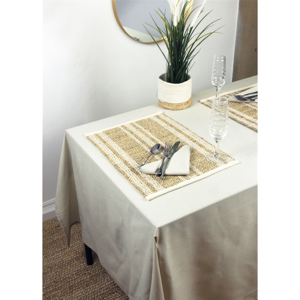 Premium Quality 100% Cotton Beige Tablecloth - 240x140cm