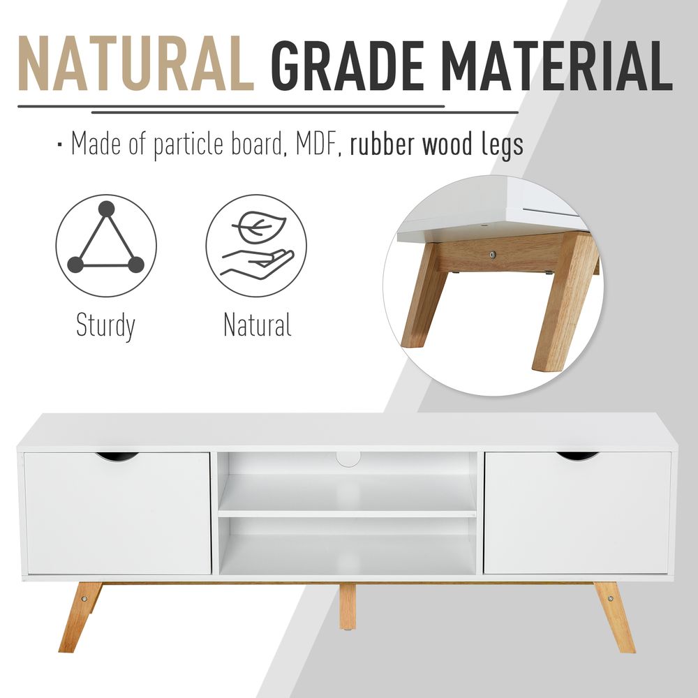 Modern White Particle Board TV Stand - 4 Compartments - High-Quality & Durable - Perfect for Electronics & Media Units