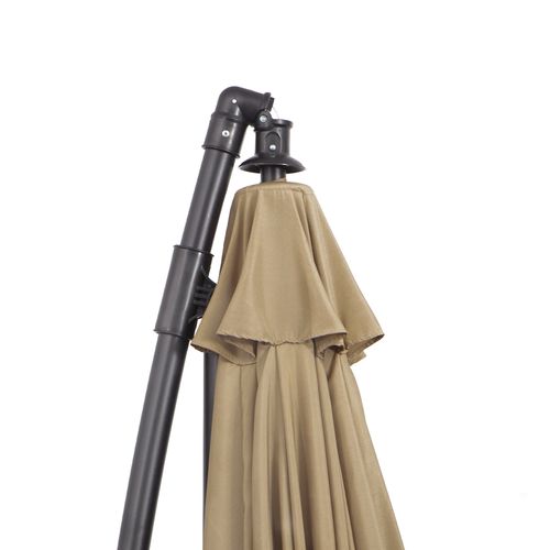 3(m) Cantilever Shanghai Parasol w/ Crank Handle, Cross Base, Khaki Outsunny