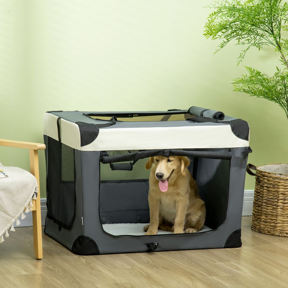 PawHut 51cm Foldable Pet Carrier Bag Soft Travel Dog Crate, Portable Cat Carrier w/ Cushion, for Cats and Miniature Dogs - Grey