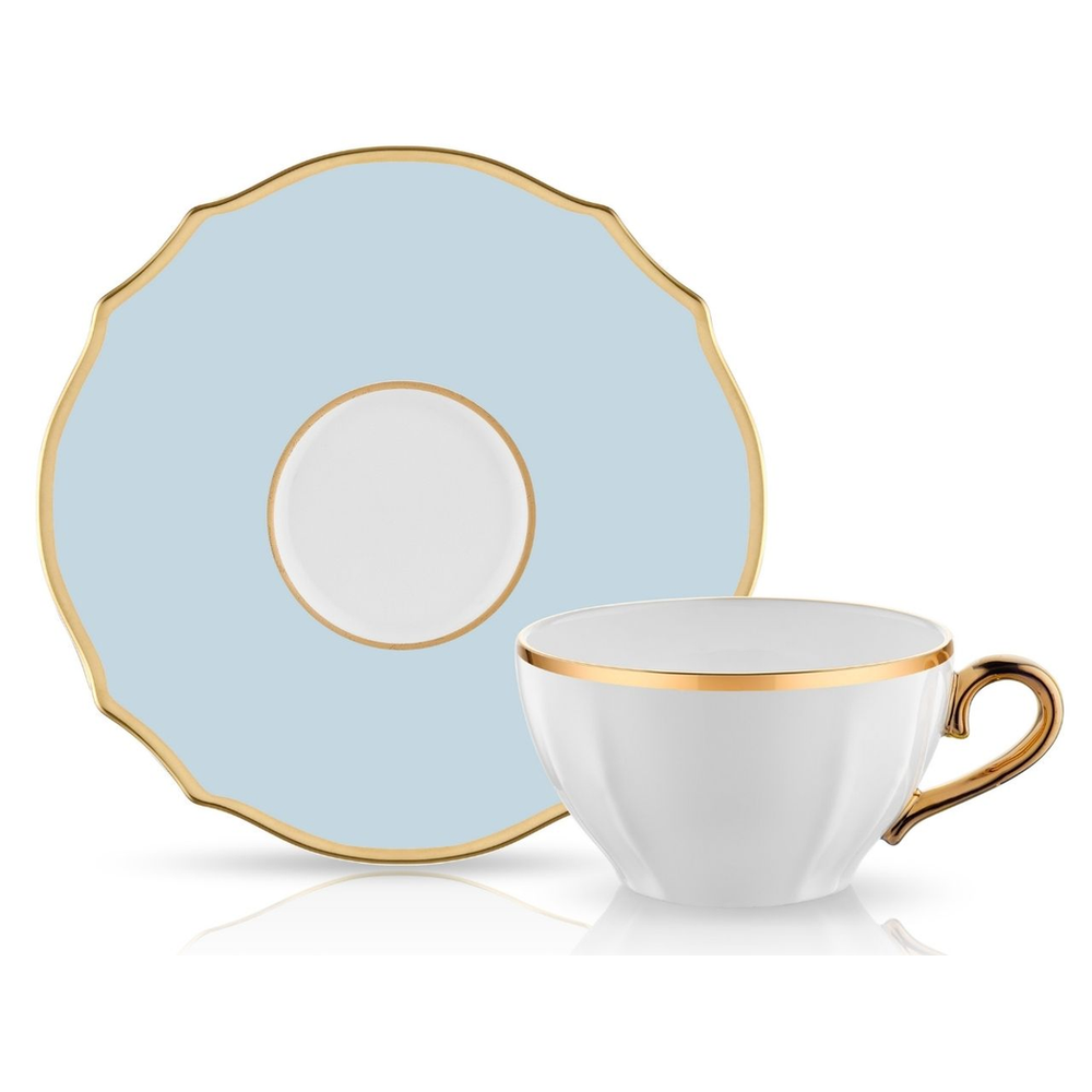 Poem Tea Cup and Saucer Set - Blue