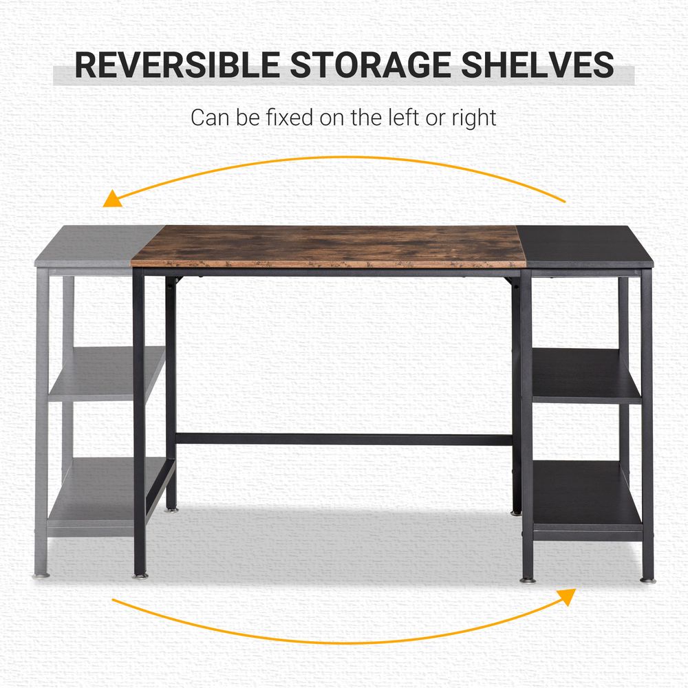 HOMCOM Computer Desk, Home Office Desk for Study, Writing with 2 Storage Shelves on Left or Right, Steel Frame, 120x60x76cm