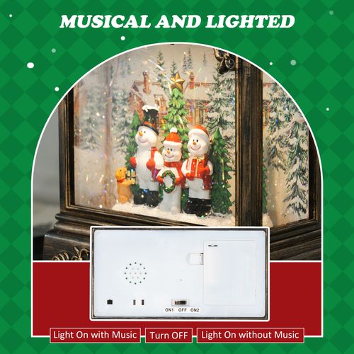 HOMCOM Christmas Snow Globe with Lights and Music for Party, Bronze Tone