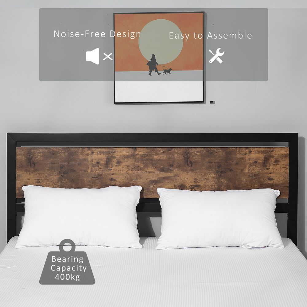 HOMCOM King Size Metal Bed Frame, Headboard & Footboard, 160x208x103cm