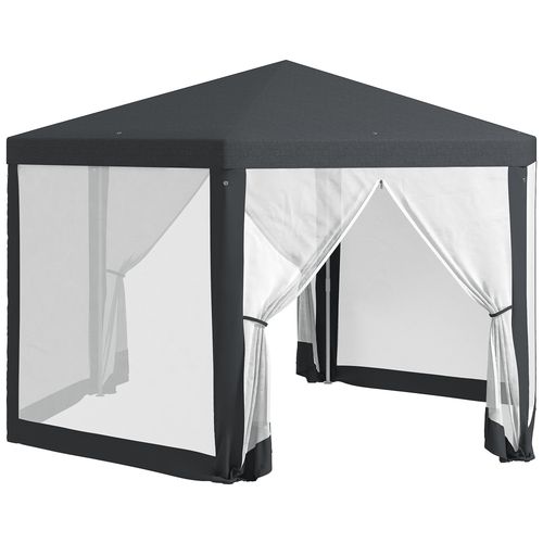 Outsunny Hexagonal Gazebo Patio, Outdoor Canopy Patio Party Tent Dark Grey