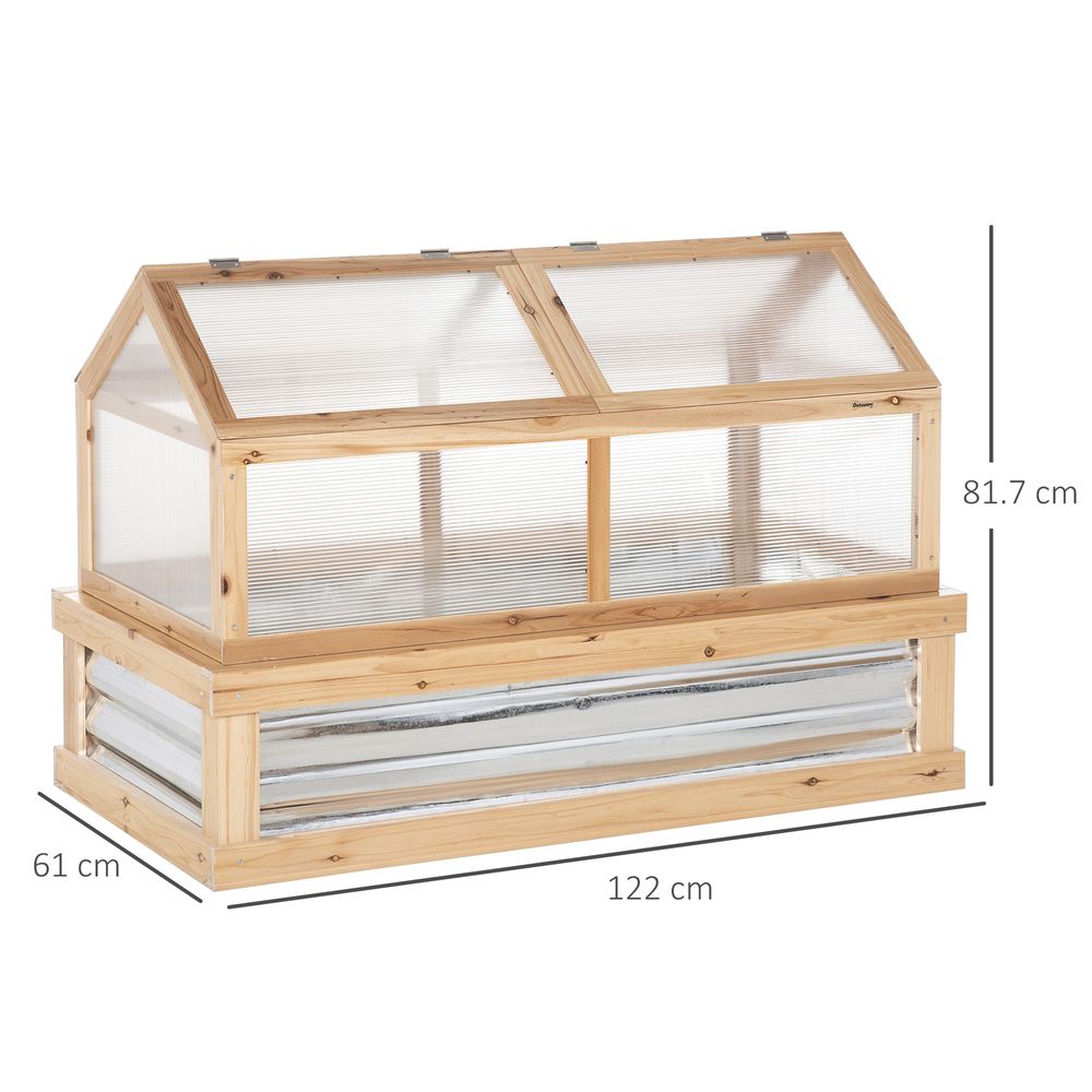 Premium Raised Garden Bed with Greenhouse Top, 122x61x81.7cm, Natural Kit