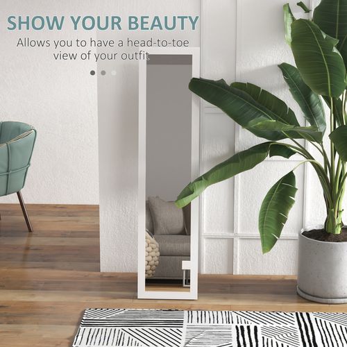 HOMCOM Full Length Mirror, Farmhouse Wall Mirror, Hanging & Freestanding