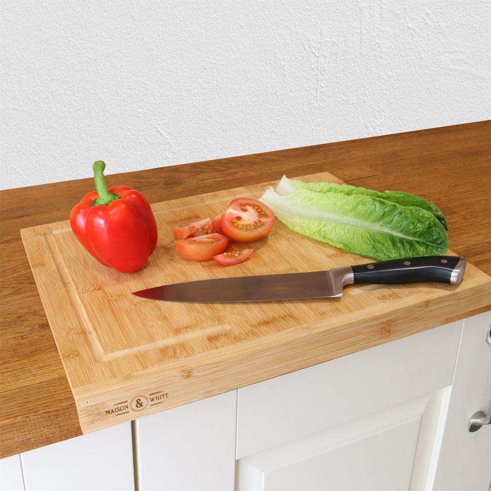 Bamboo Counter Edge Chopping Board | Anti-Slip & Durable | Maison & White