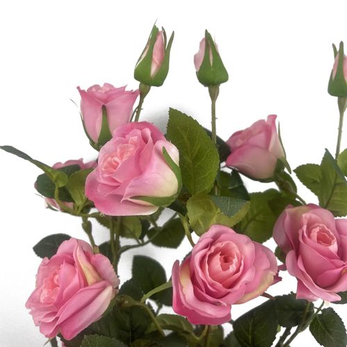 60cm  Rose Bush Premium Pink Silk Flowers and Leaves