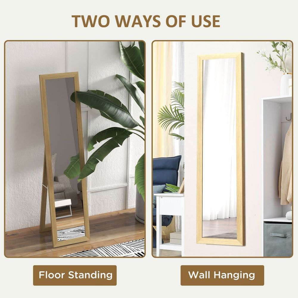 HOMCOM Full Length Mirror, Farmhouse Wall & Floor Mirror - Hanging & Freestanding