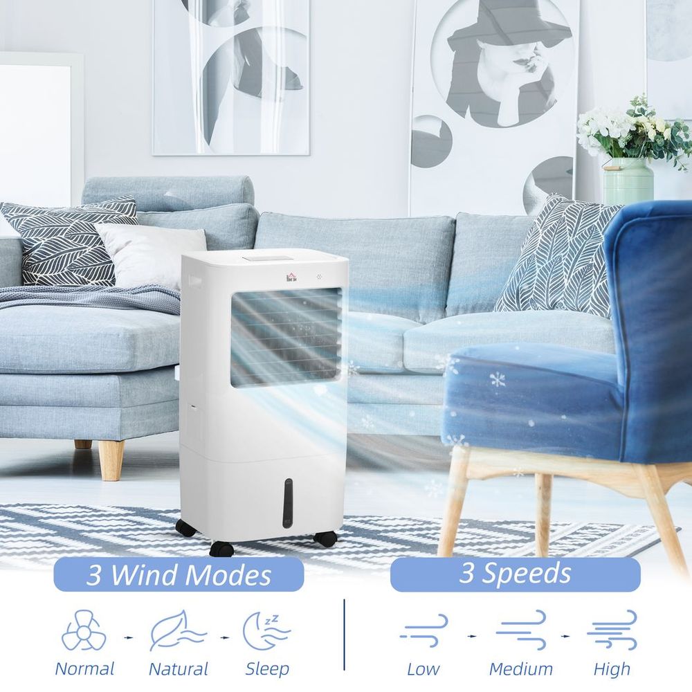 HOMCOM Evaporative Air Cooler Fan Humidifier, Portable & Powerful - Perfect for Home & Office