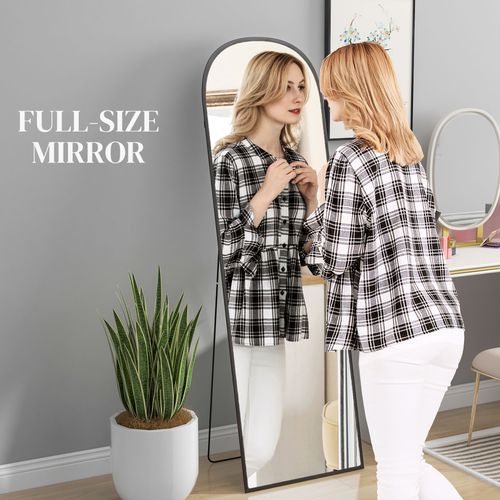 HOMCOM Full Length Mirror with Aluminium Alloy Frame Hanging or Leaning Black
