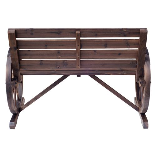 Outsunny Wagon Wheel Wooden Bench-Brown