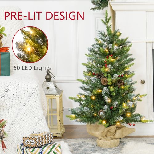 HOMCOM 2 Pieces 2' Prelit Artificial Tabletop Christmas Trees, LED Display