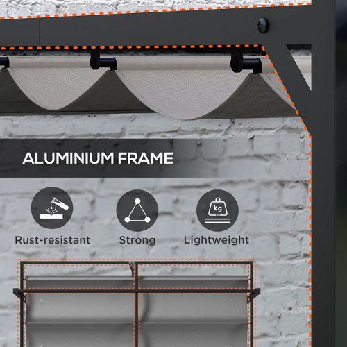Outsunny 3 x 3(m) Pergola with Retractable Roof and Aluminium Frame, Grey