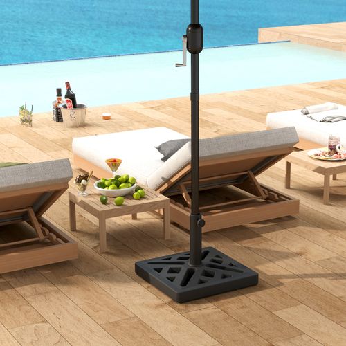 Outsunny Parasol Base 15kg Garden Umbrella Stand with Cut-Out Design, Black