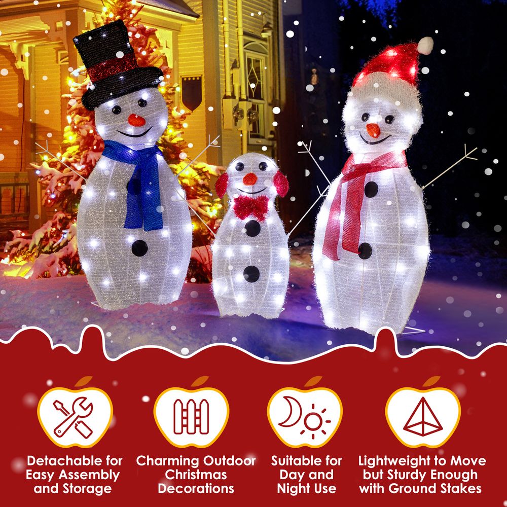 3pcs 30in-29in-17in Snowman Christmas Decoration 3x Snowmen