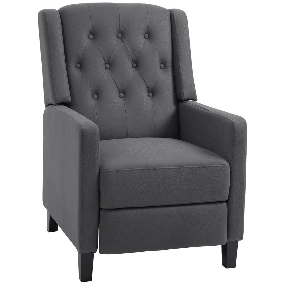 Premium Grey Recliner Armchair - HOMCOM, Button Tufted, Microfibre Cloth