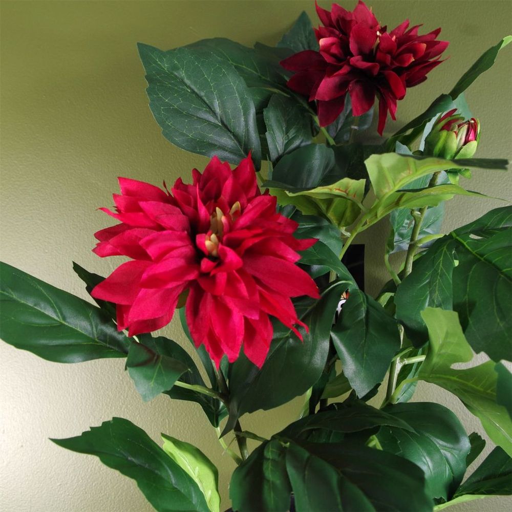 High-Quality Artificial Red Dhalia Flowering Plant - Lifelike Decor for All Settings