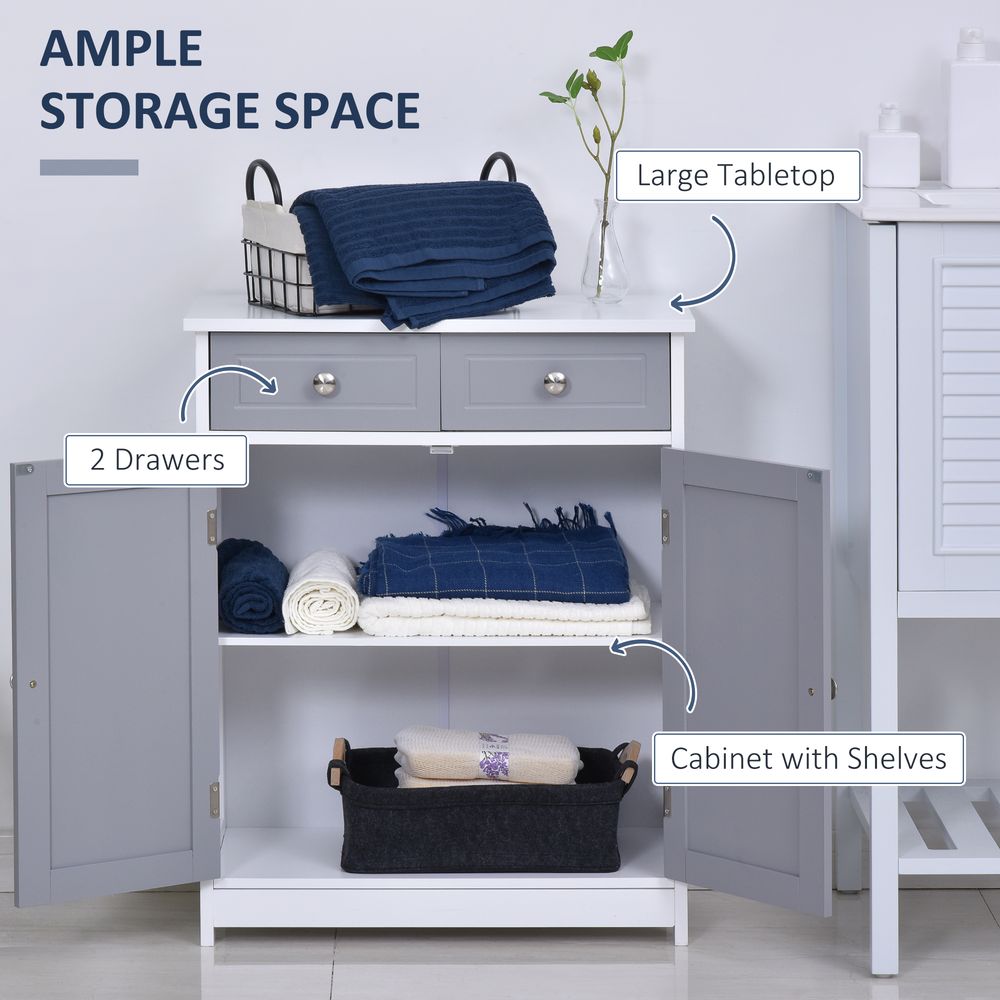 Premium Grey 2-Drawer Bathroom Cabinet - Sleek & Durable Design - Spacious Storage