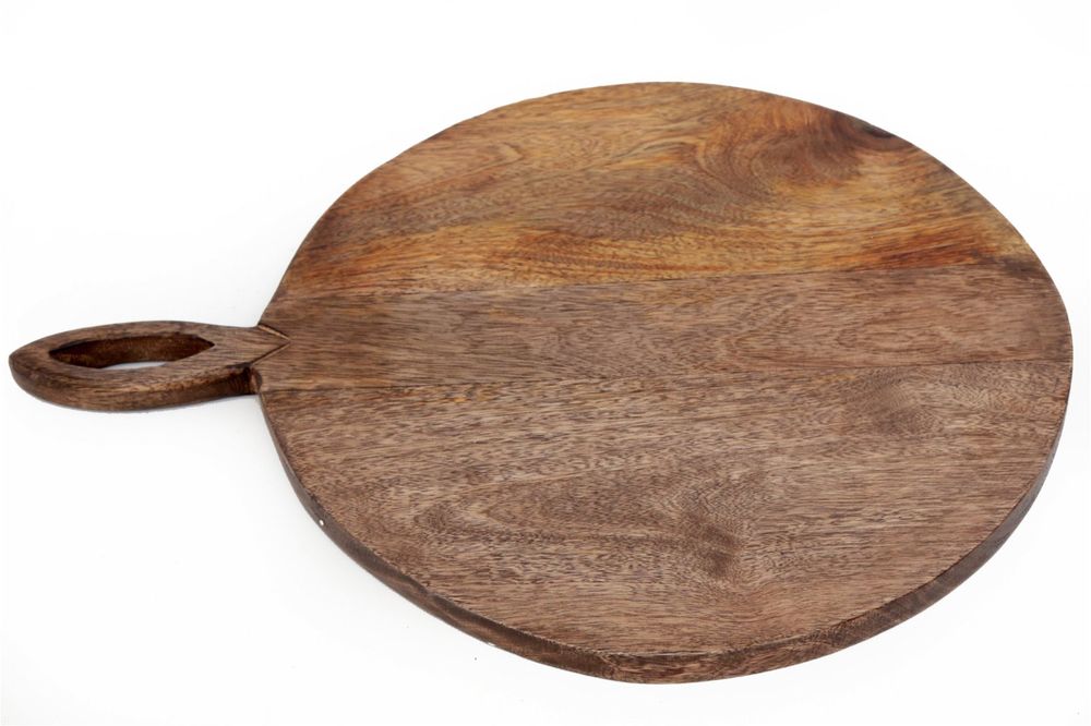 Premium 49cm Circular Wooden Chopping Board | Carved Handle | High Quality