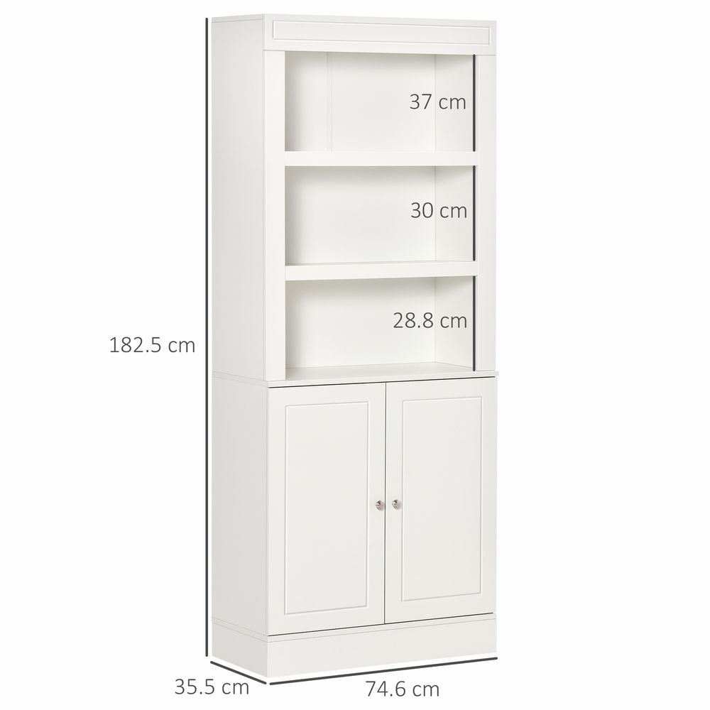 6-Tier Shelving Kitchen Cupboard, Double-Door Sideboard, White - High Quality & Stylish