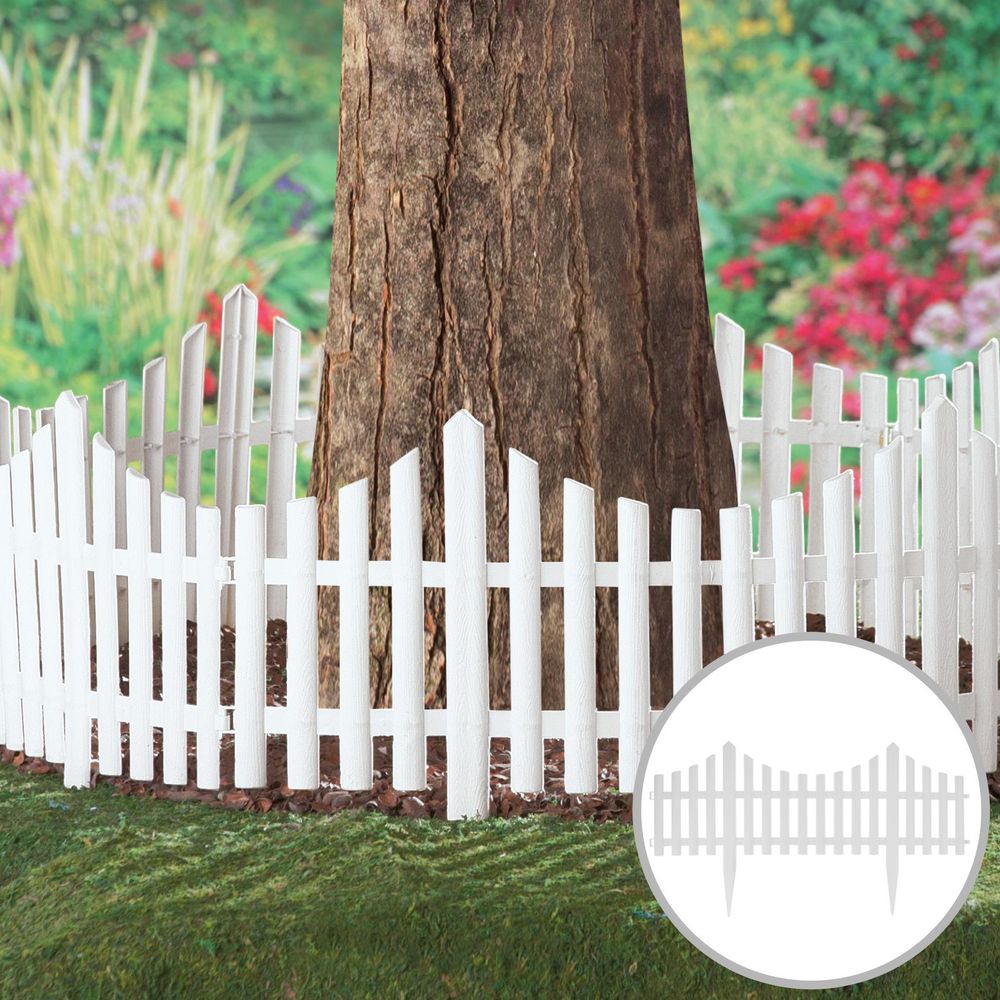 ASAB White Fence Garden Edging AS-07798 - Easy Install, Durable Plastic Panels - Ideal for Gardens, Yards, and More!
