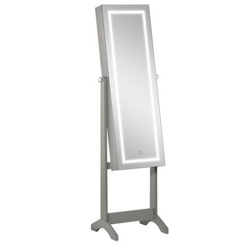 HOMCOM Mirrored Jewellery Cabinet W/ LED Light Lockable Jewellery Armoire