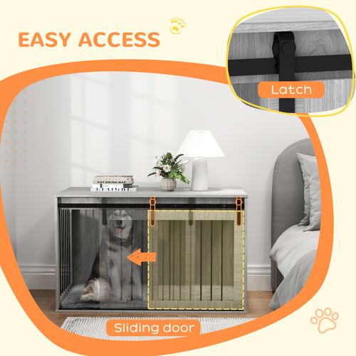 PawHut Dog Crate Furniture with Removable Cushion for XL-sized Dogs - Grey