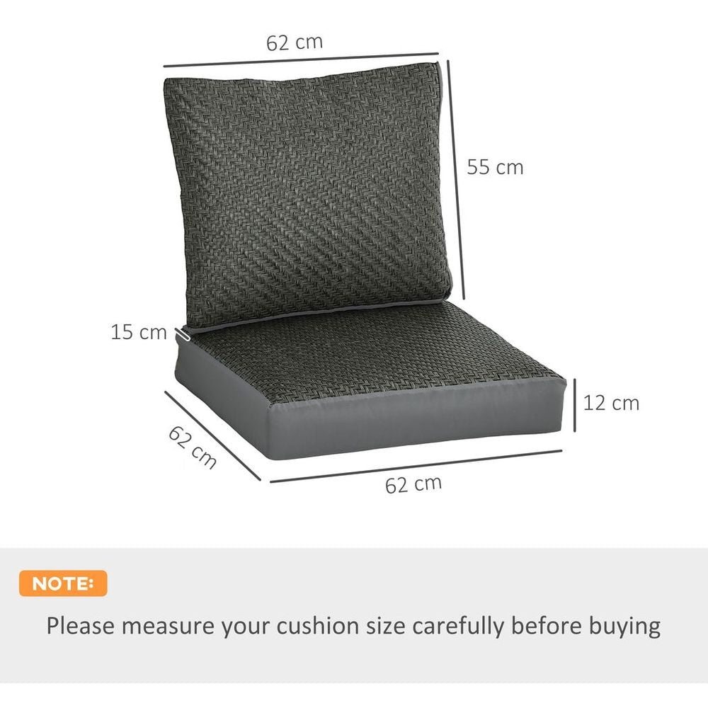 Enhance Outdoor Seating: Outsunny Set of 2 Seat Cushions with PE Rattan Cover - Grey