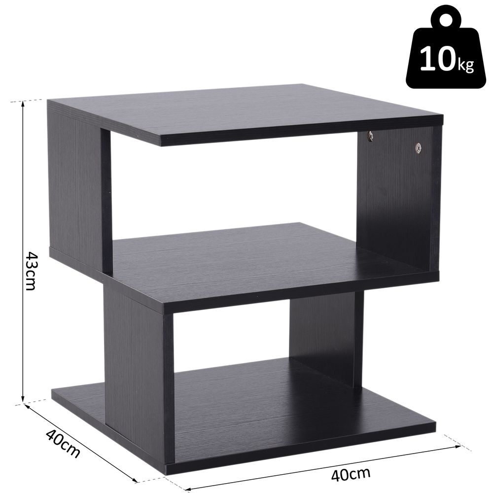 Modern Square 2 Tier Wood Coffee Side Table Storage Shelf Rack Black