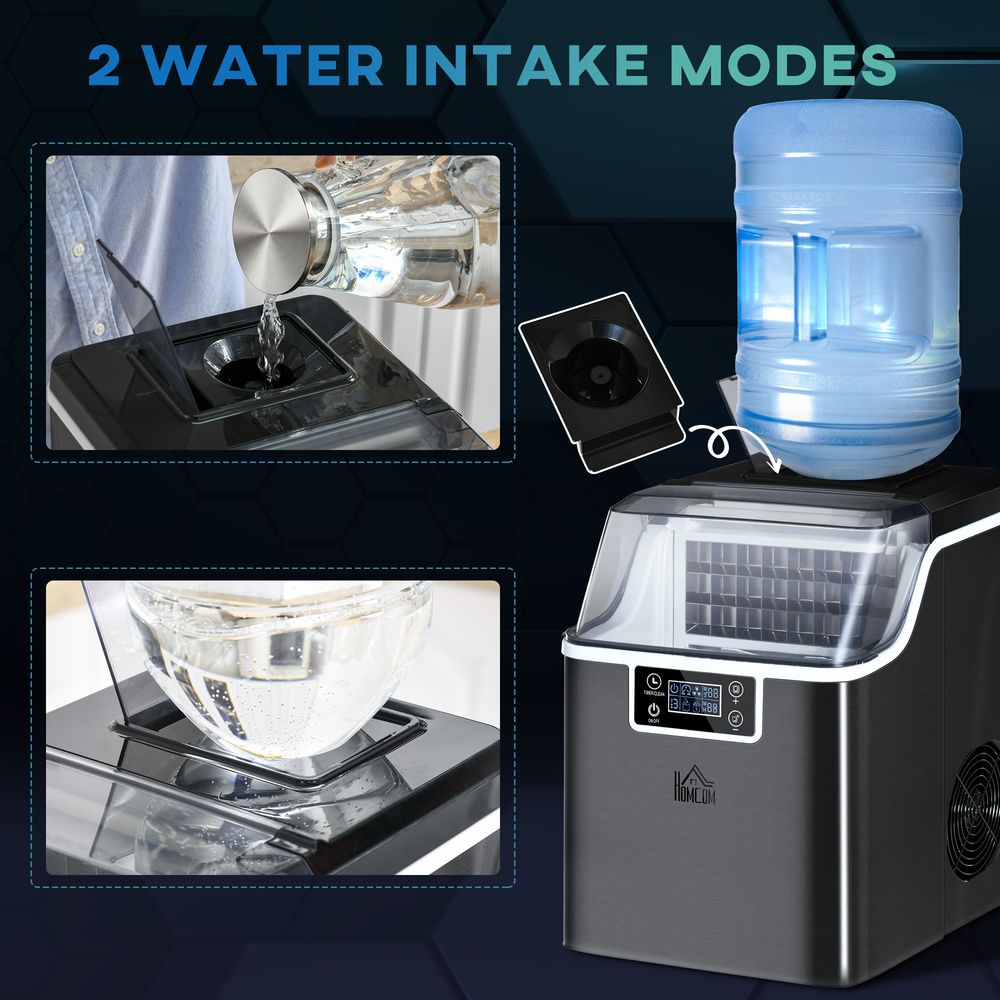 HOMCOM Ice Maker Machine - Compact, Fast, Adjustable Cube Size, Scoop - Black
