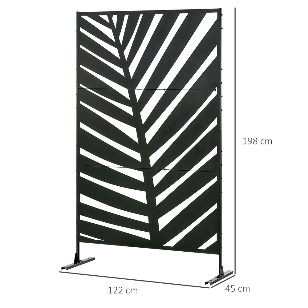 Outsunny 6.5FT Metal Outdoor Privacy Screen Panel with Stand, Banana Leaf Style