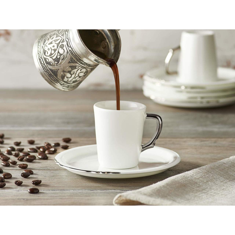 Eser-i Istanbul Coffee Cup and Saucer - White - 90 cc