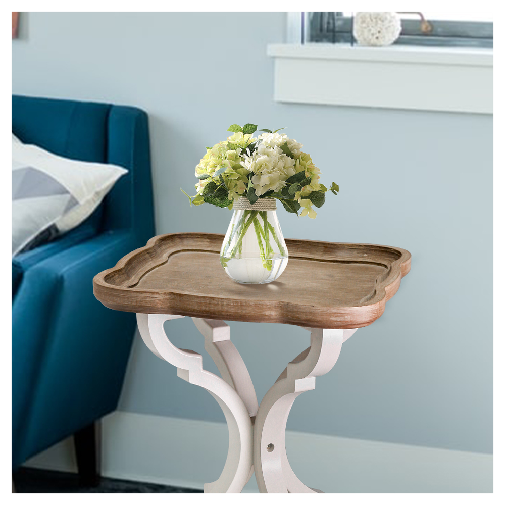 Knight Home Elizabeth French Country Accent Table with Octagonal Top, Natural + Distressed Black