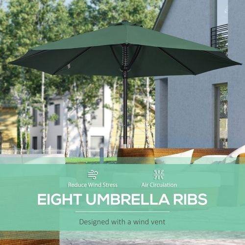 Outsunny Outdoor Market Table Parasol Umbrella Sun Shade with 8 Ribs, Green