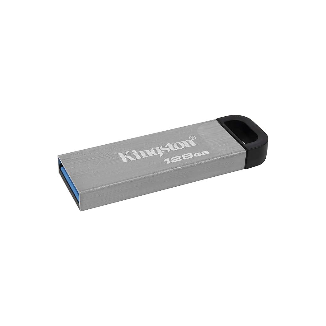 Kingston DataTraveler Kyson USB 3.2 Gen 1 Flash Drive 128GB - Stylish Capless Metal Case