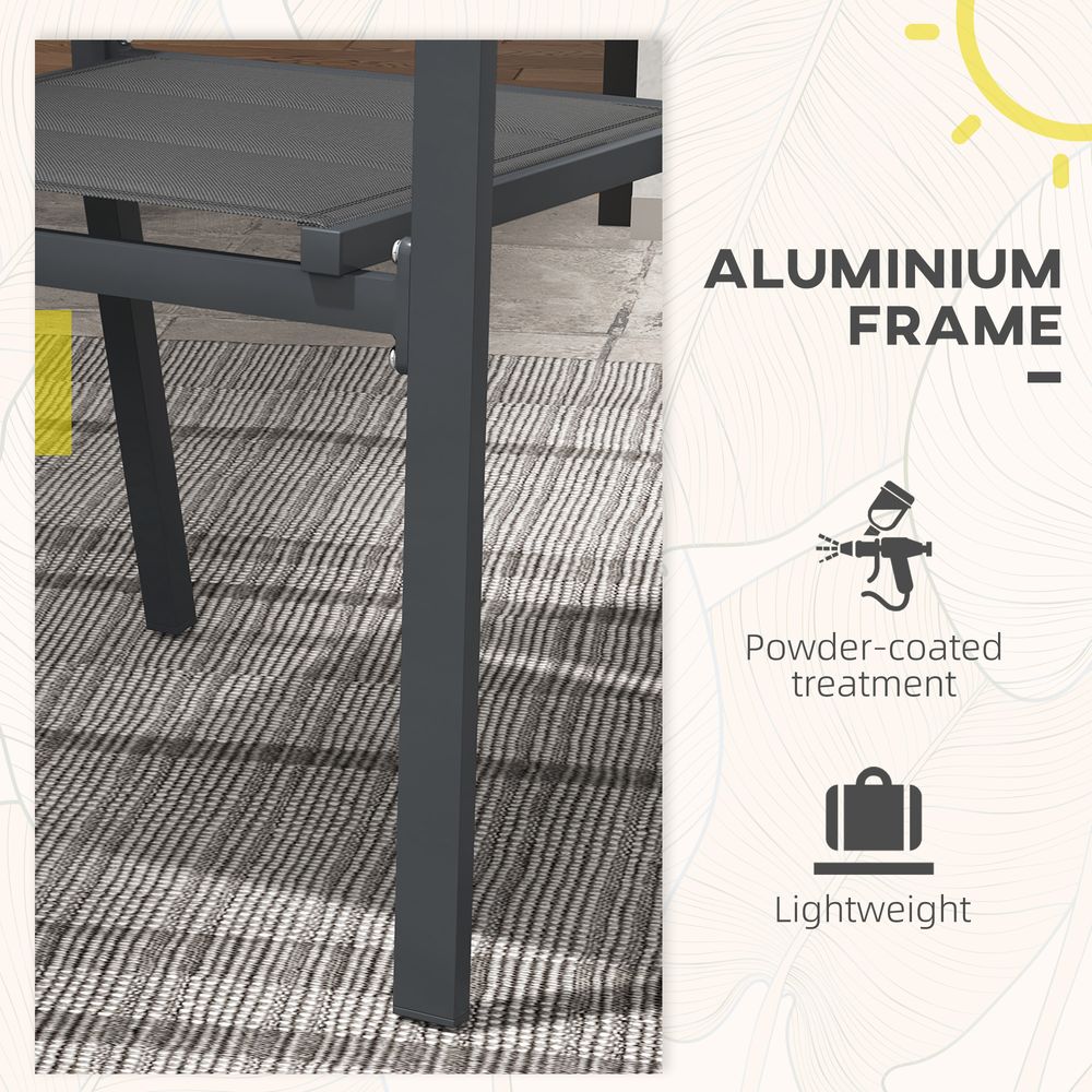 Outsunny 2 PCs Stackable Armchairs, Aluminium Outdoor Dining Chairs, Grey - High Quality & Space-saving