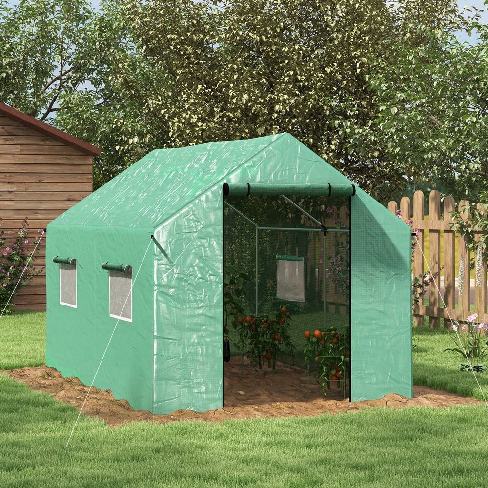 Outsunny Tunnel Greenhouse - UV-resistant PE Cover, Wide Door, 2x3m, Green