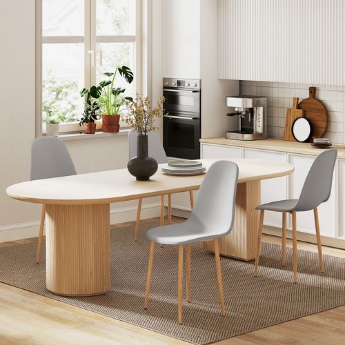 HOMCOM Dining Chairs Set of 4 w/ Curved Back, Steel Legs, Grey