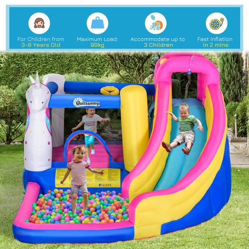 Outsunny 5 in 1 Bouncy Castle for Children with Blower, for Ages 3-8 Years