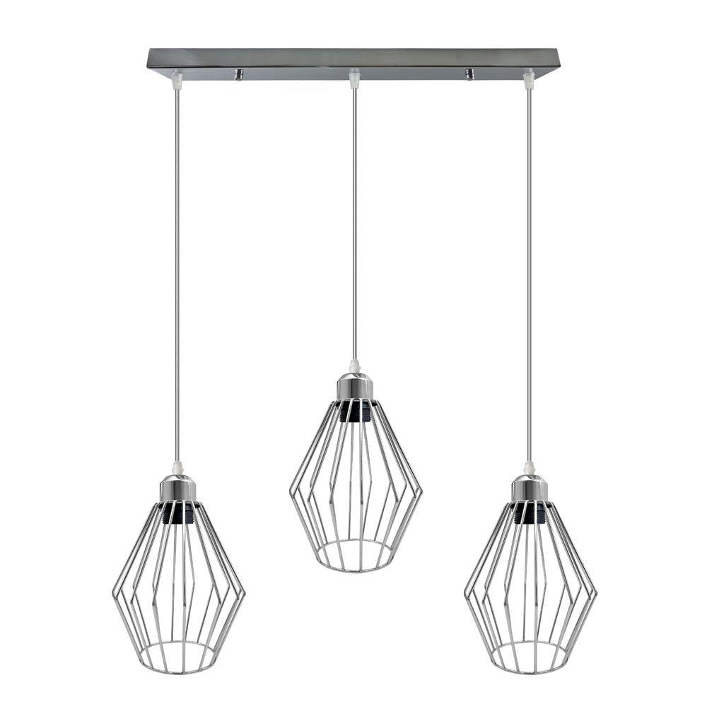 Easy Fit Chrome Retro Vintage Ceiling Lamp - Loft Style, 3 Head, E27 Base