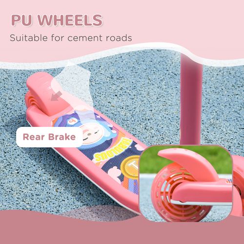 AIYAPLAY Kids 3 Wheel Scooter for 2-6 Years Old w/ Adjustable Height, Pink