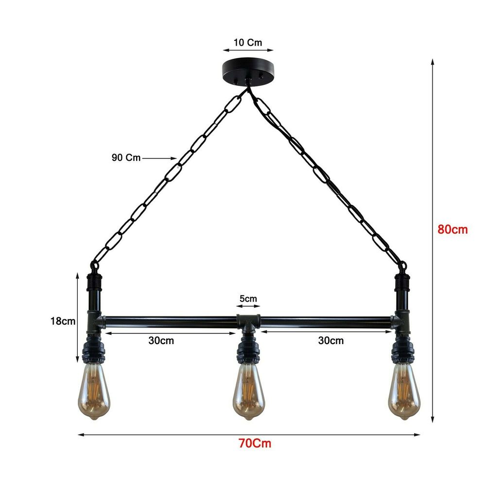Industrial Steam Punk 3Way Over Table Light Indoor Ceiling Hanging Pendant Light