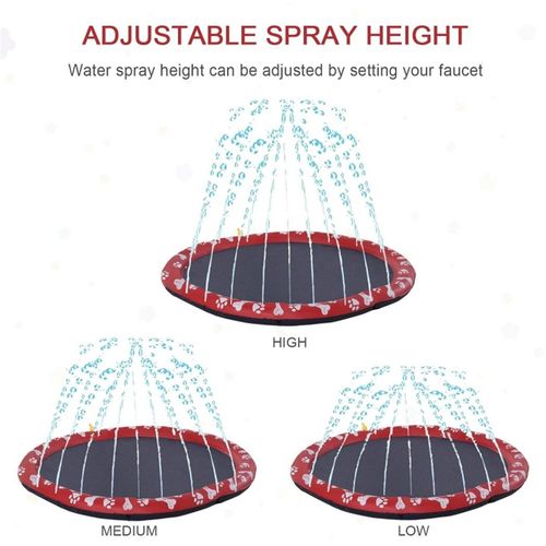 PawHut 170cm Splash Pad Sprinkler for Pets Dog Bath Pool Water Game Mat Toy Non-slip Outdoor Backyard Red