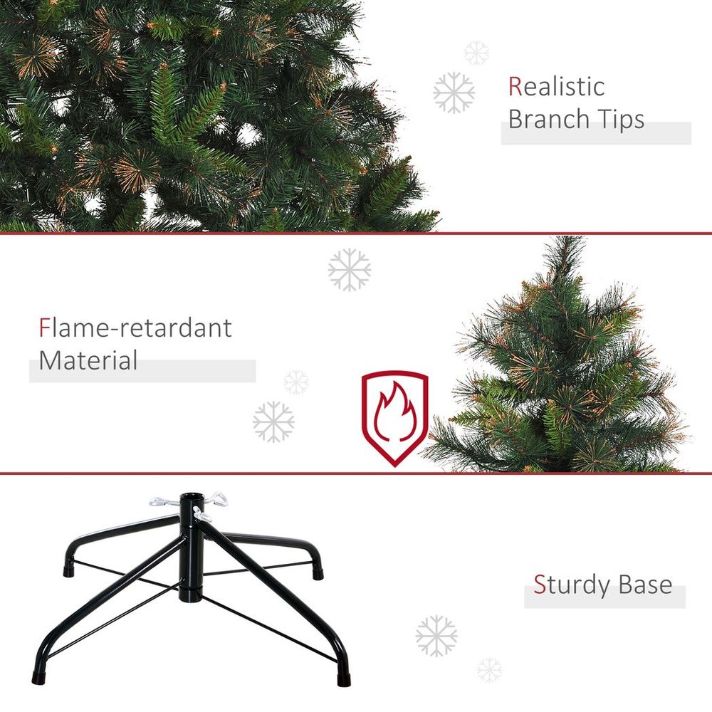 HOMCOM 6FT Pre-Lit Christmas Tree Artificial Spruce Tree Holiday Decor Stand