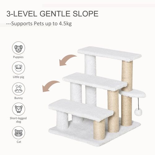 PawHut Pet Stair with 4-step Climb Ladder, Scratching Posts